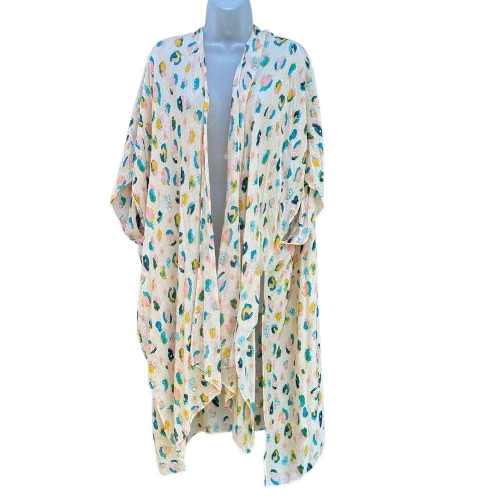 RACHEL ROY Womens Multicolor Pastel Open Front Cover Up Kimono Boho Lightweight.